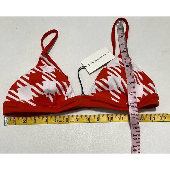 Solid & Striped The Morgan  Scoop Neck Bikini Top In Lipstick‎ Red Gingham XL - Picture 5 of 11